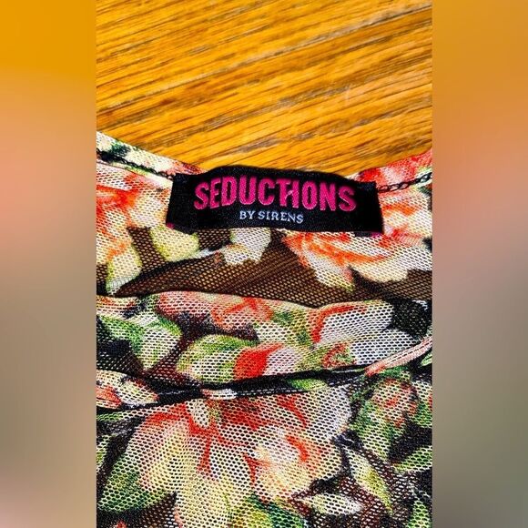 Seductions by Sirens Floral Thong Bodysuit size Small! - Picture 3 of 4